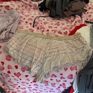 PINK Women's Lace Trim Sleep Shorts - Cream and Rainbow